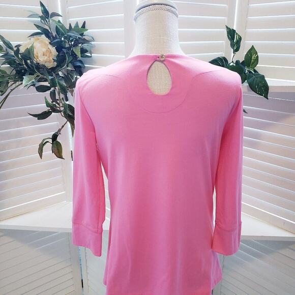 LILLY PULITZER PINK LONG SLEEVE BLOUSE WITH KEY HOLE BACK SIZE SMALL - Picture 7 of 7